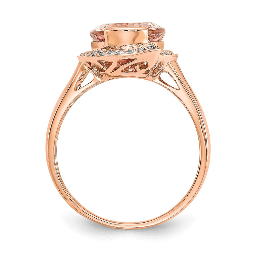 14K Roségold Morganit & Echt Diamant Ring