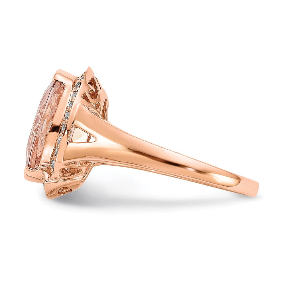 14K Roségold Morganit & Echt Diamant Ring