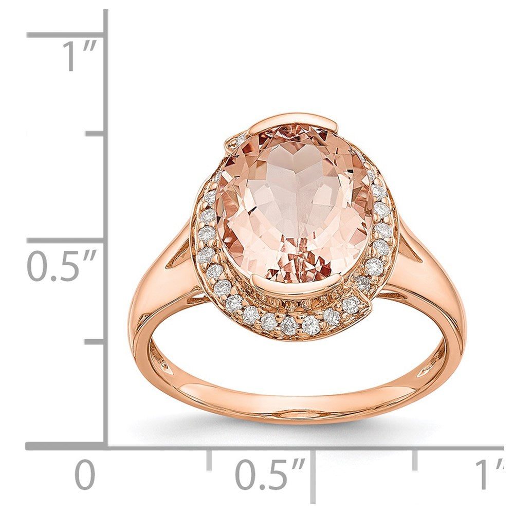 14K Roségold Morganit & Echt Diamant Ring