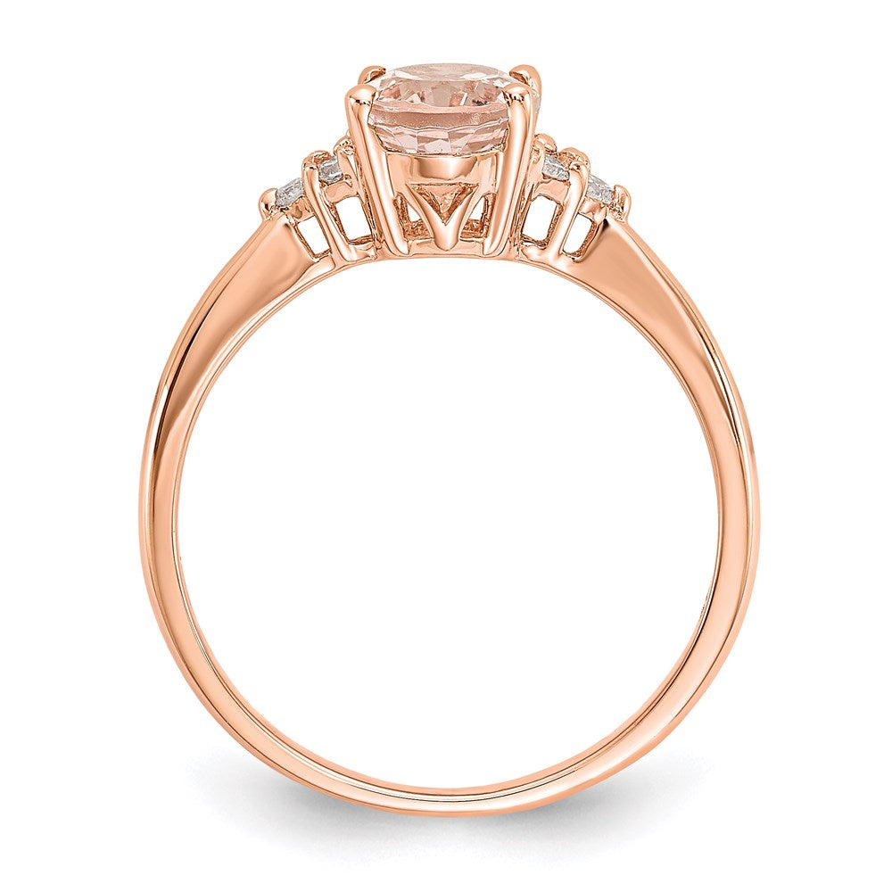 14K Roségold Morganit & Echt Diamant Ring