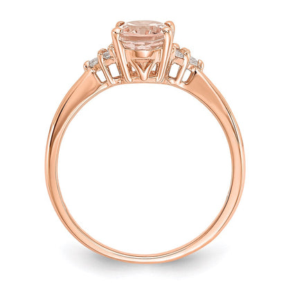 14K Roségold Morganit & Echt Diamant Ring