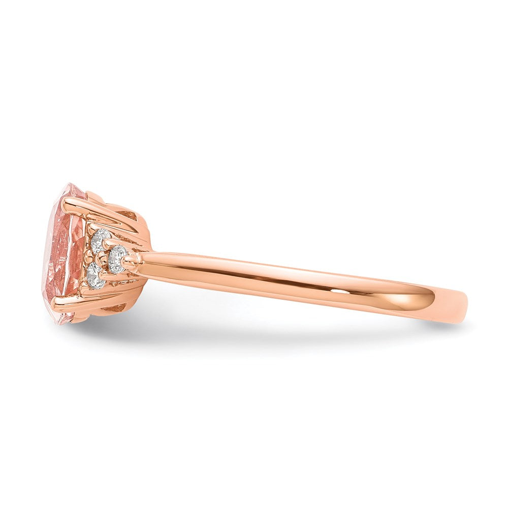 14K Roségold Morganit & Echt Diamant Ring