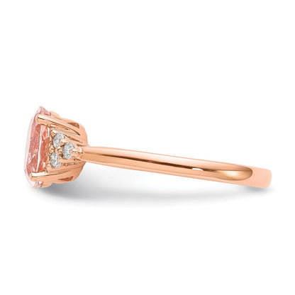 14K Roségold Morganit & Echt Diamant Ring