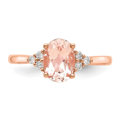14K Roségold Morganit & Echt Diamant Ring