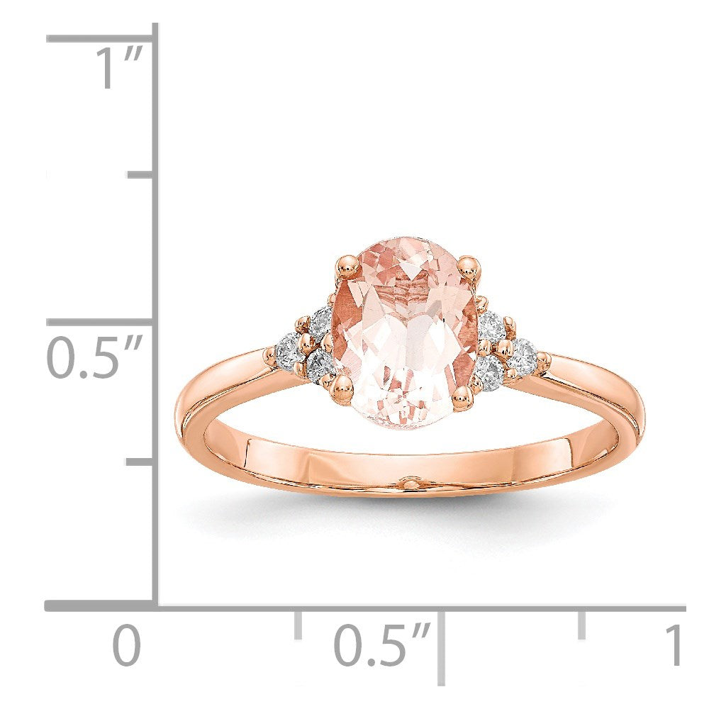 14K Roségold Morganit & Echt Diamant Ring