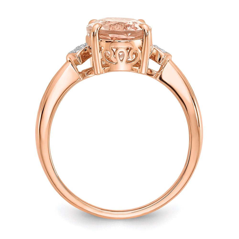 14K Roségold Echt Diamant und Morganit Ring