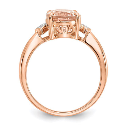 14K Roségold Echt Diamant und Morganit Ring