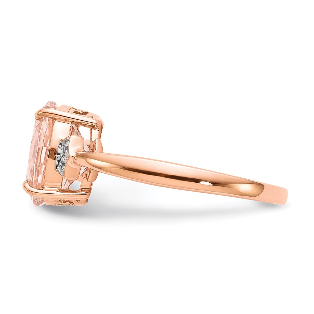 14K Roségold Echt Diamant und Morganit Ring