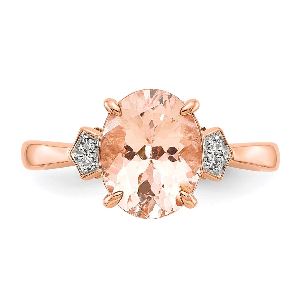 14K Roségold Echt Diamant und Morganit Ring