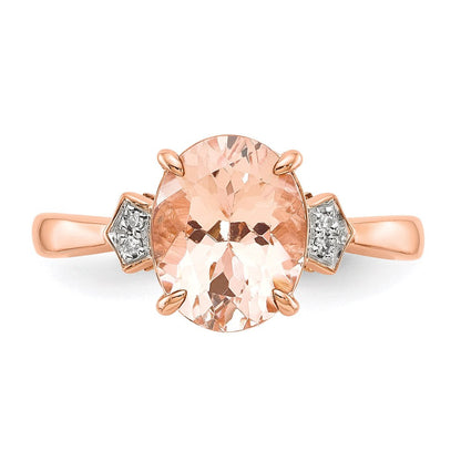 14K Roségold Echt Diamant und Morganit Ring