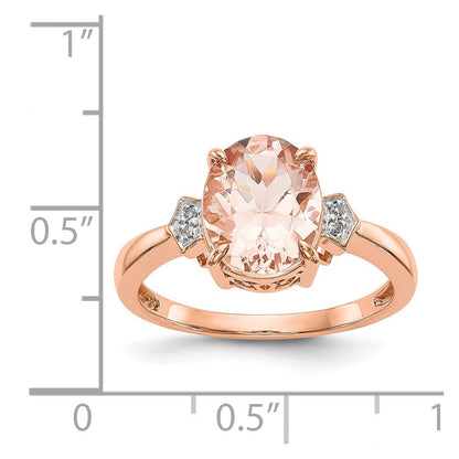 14K Roségold Echt Diamant und Morganit Ring