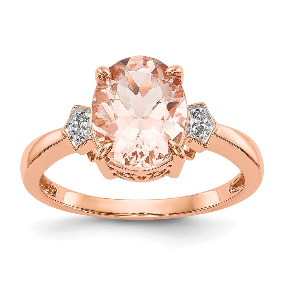 14K Roségold Echt Diamant und Morganit Ring