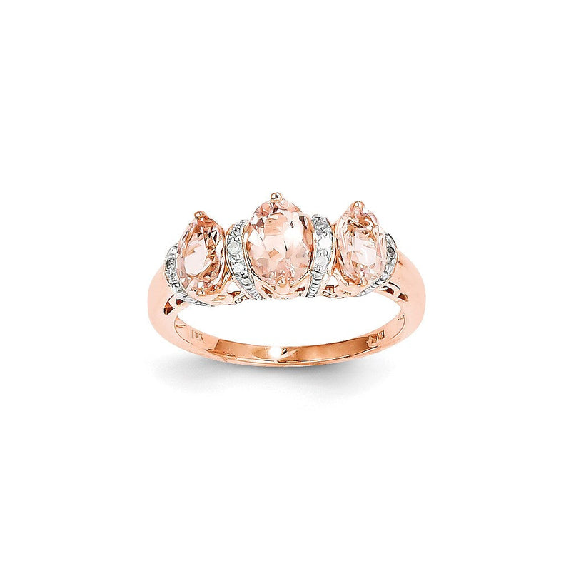 14K Roségold Ring mit Diamant und Morganit
