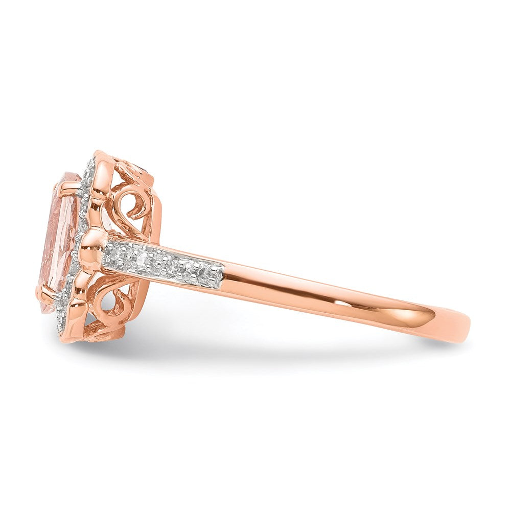 14K Roségold Echt Diamant Morganit Ring