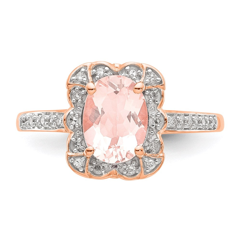 14K Roségold Echt Diamant Morganit Ring