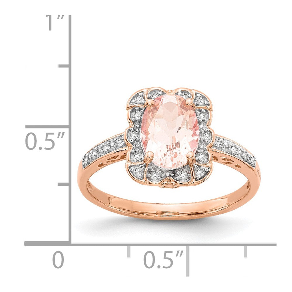 14K Roségold Echt Diamant Morganit Ring