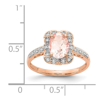 14K Roségold Echt Diamant Morganit Ring