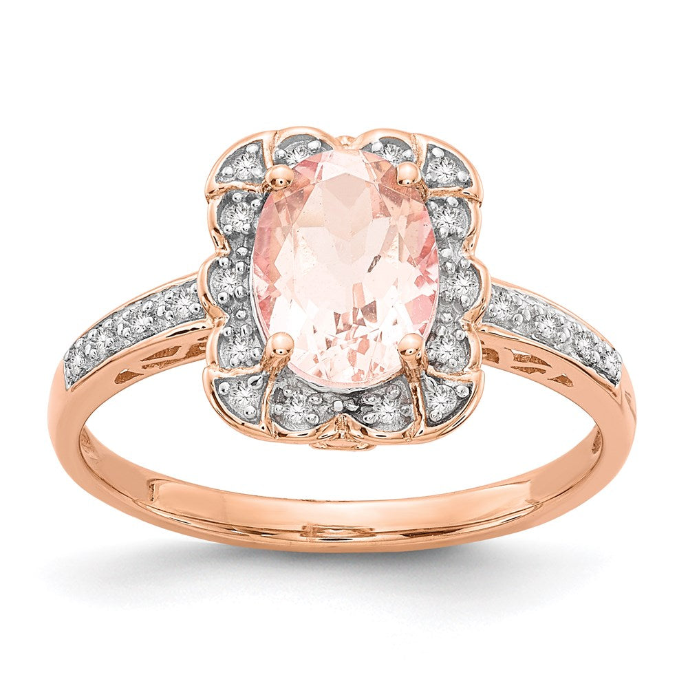 14K Roségold Echt Diamant Morganit Ring