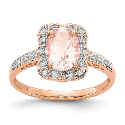 14K Roségold Echt Diamant Morganit Ring