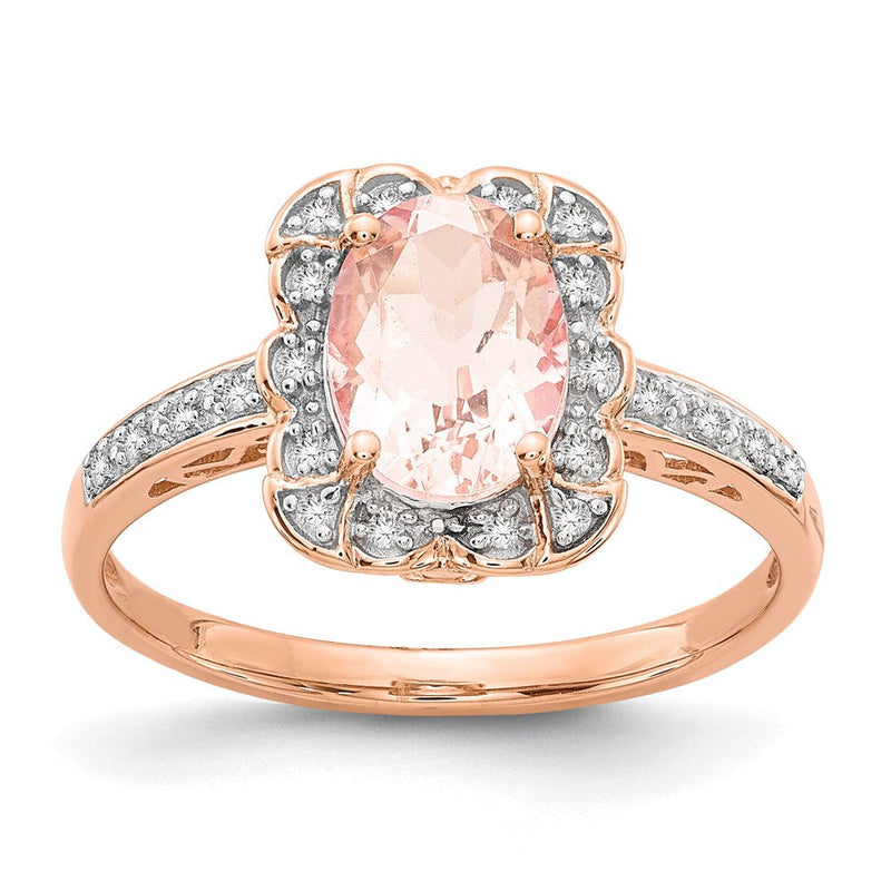 14K Roségold Echt Diamant Morganit Ring