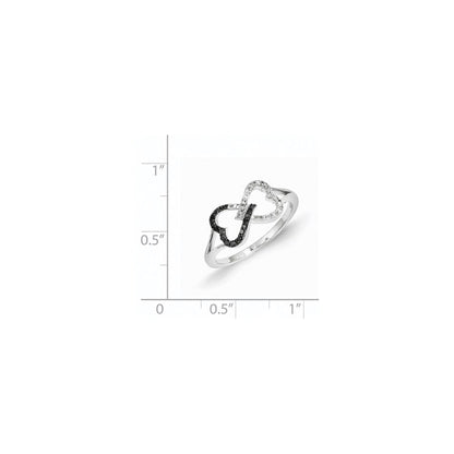 14K Weißgold Ring mit schwarzen und weißen Diamanten im Infinity-Herz-Design