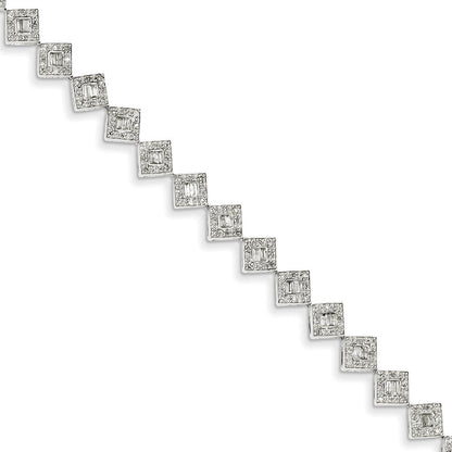 14K Weißgold Diamant Quadratisch Glieder Armband