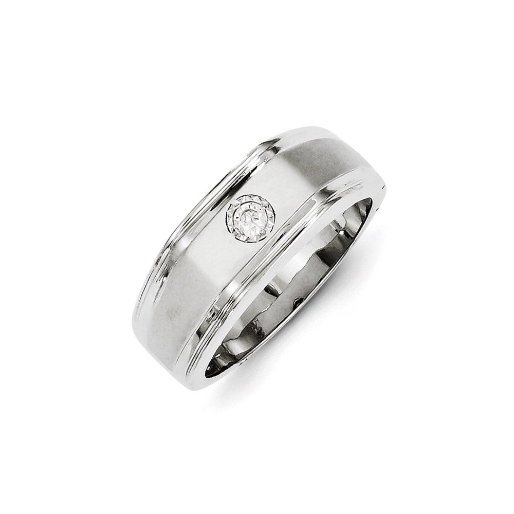 14K Weißgold Herrenring mit echten Diamanten