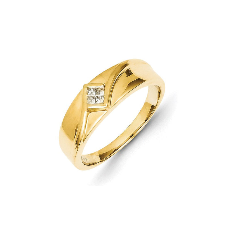 14K Gelbgold Herrenring mit echten Diamanten