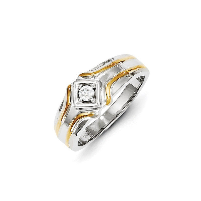 14K Bicolor-Gold Herren-Ehering mit natürlichen Diamanten 0,15 ct