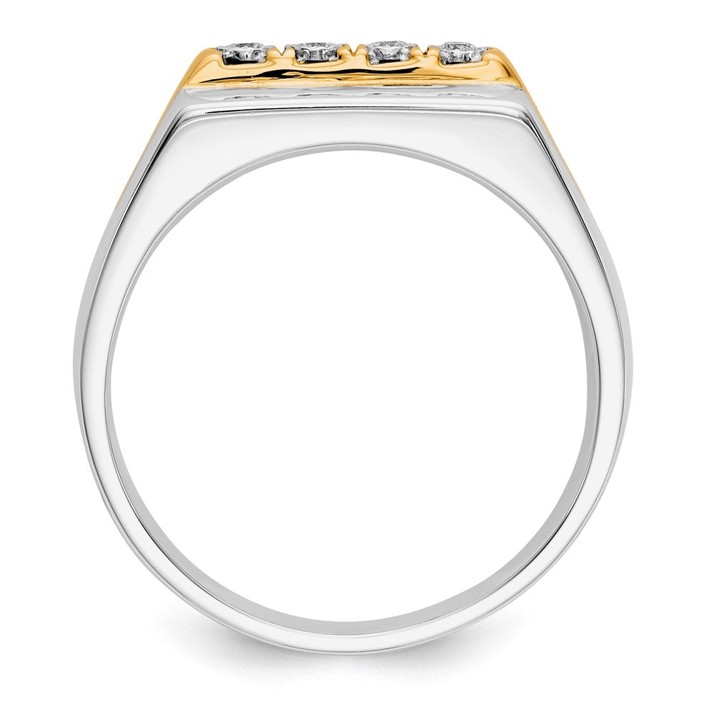 14K Bicolor-Gold Herrenring mit natürlichen Diamanten 0,10 ct