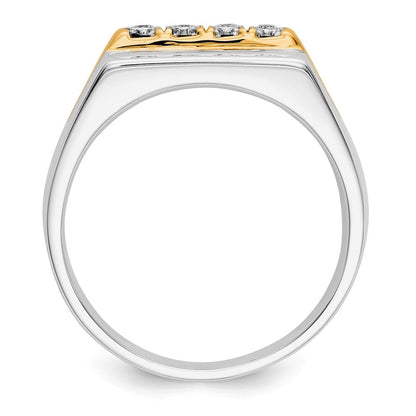 14K Bicolor-Gold Herrenring mit natürlichen Diamanten 0,10 ct
