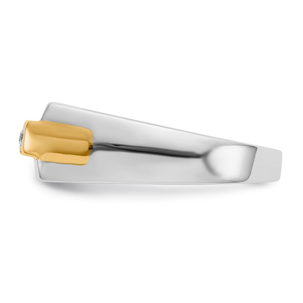 14K Bicolor-Gold Herrenring mit natürlichen Diamanten 0,10 ct