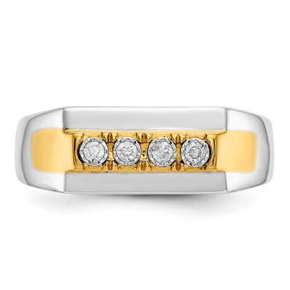 14K Bicolor-Gold Herrenring mit natürlichen Diamanten 0,10 ct