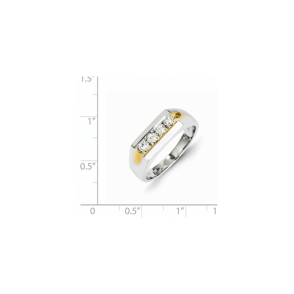 14K Bicolor-Gold Herrenring mit natürlichen Diamanten 0,10 ct