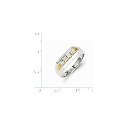14K Bicolor-Gold Herrenring mit natürlichen Diamanten 0,10 ct