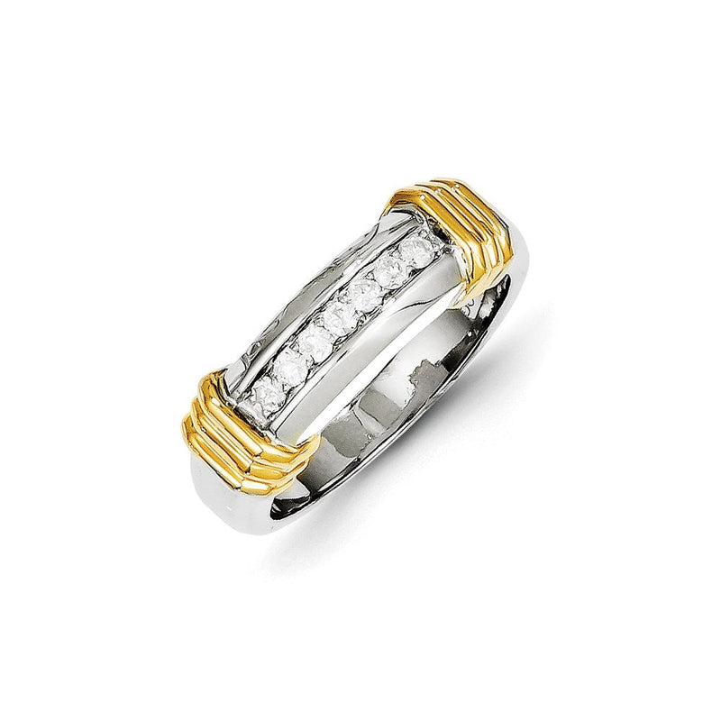 14K Bicolor-Gold Diamant-Ehering für Herren, 0,25 ct