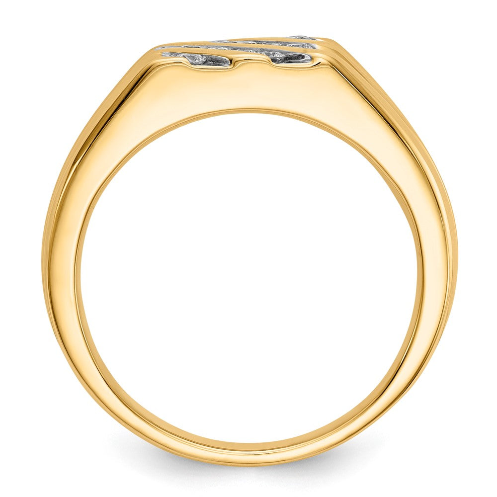 14K Gelbgold Herrenring mit natürlichen Diamanten