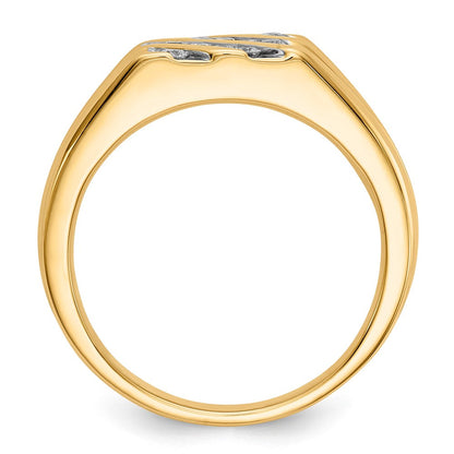14K Gelbgold Herrenring mit natürlichen Diamanten