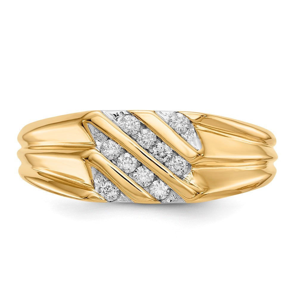 14K Gelbgold Herrenring mit natürlichen Diamanten