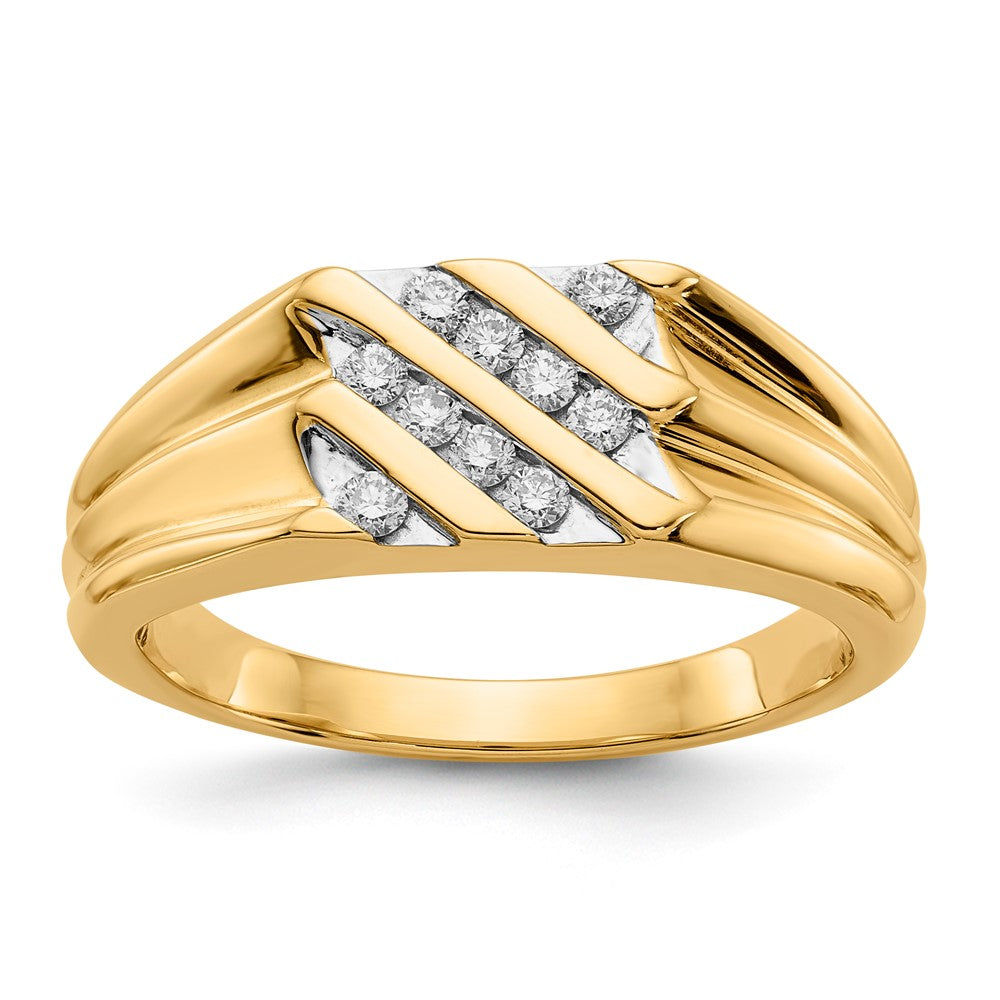 14K Gelbgold Herrenring mit natürlichen Diamanten
