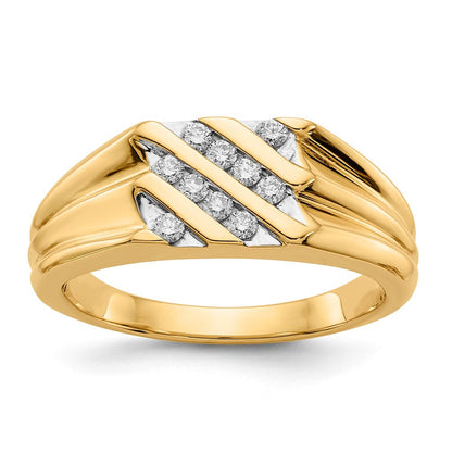 14K Gelbgold Herrenring mit natürlichen Diamanten