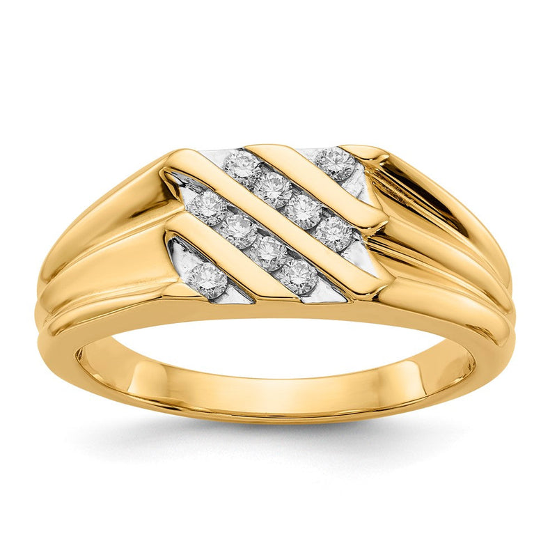 14K Gelbgold Herrenring mit natürlichen Diamanten