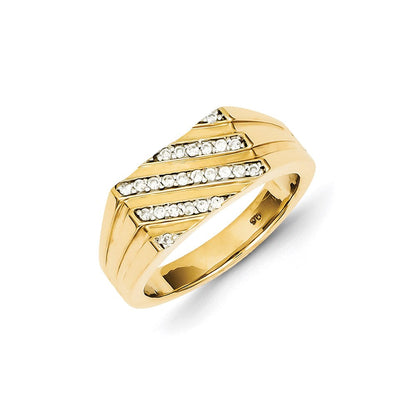 14K Gelbgold Herrenring mit natürlichen Diamanten