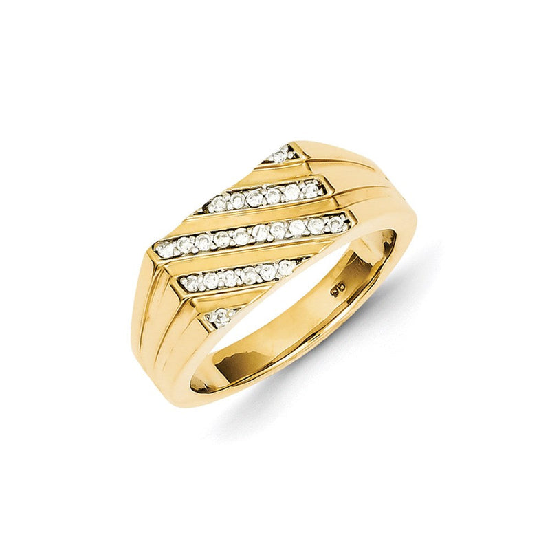 14K Gelbgold Herrenring mit natürlichen Diamanten