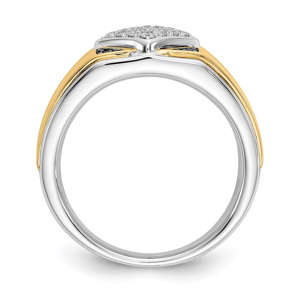 14K Bicolor Gold Herrenring mit echten schwarzen & weißen Diamanten