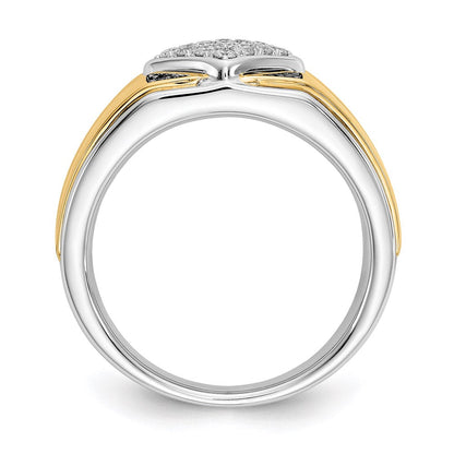 14K Bicolor Gold Herrenring mit echten schwarzen & weißen Diamanten