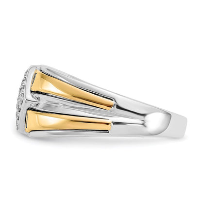 14K Bicolor Gold Herrenring mit echten schwarzen & weißen Diamanten
