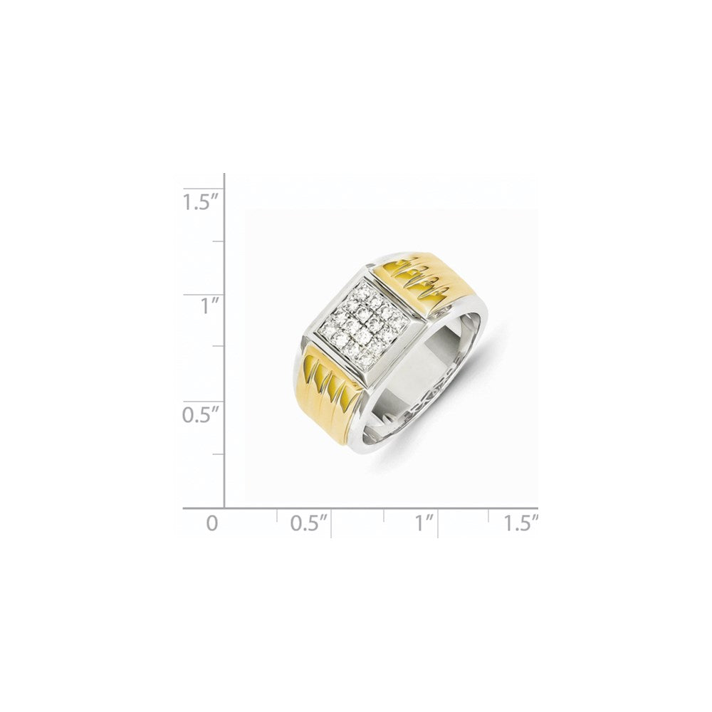 Herrenring aus 14K Gelb- und Weißgold mit natürlichen Diamanten, quadratische Form