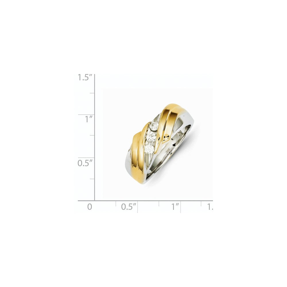 14K Bicolor-Gold Herren-Ehering mit natürlichen Diamanten, 0,27 ct Gesamtgewicht