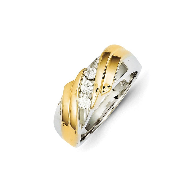 14K Bicolor-Gold Herren-Ehering mit natürlichen Diamanten, 0,27 ct Gesamtgewicht